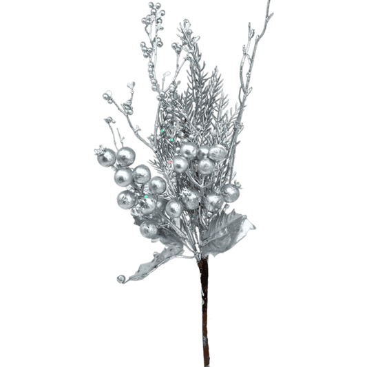 (Fla01822S) Follaje berries mate 44 cm plata
