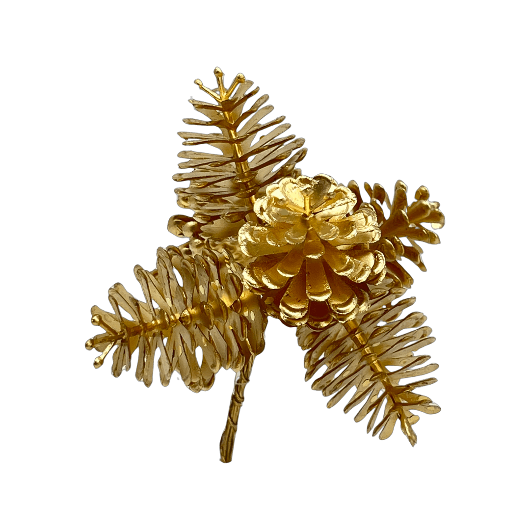 (Fla01841G) Pick ramo de piñas 10 cm oro