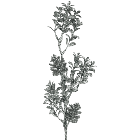 (Flq09429S) Follaje piñas metálicas 52 cm plata
