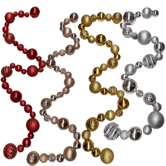 Guia de esferas 2.8 mts rojo/champane/plata/oro