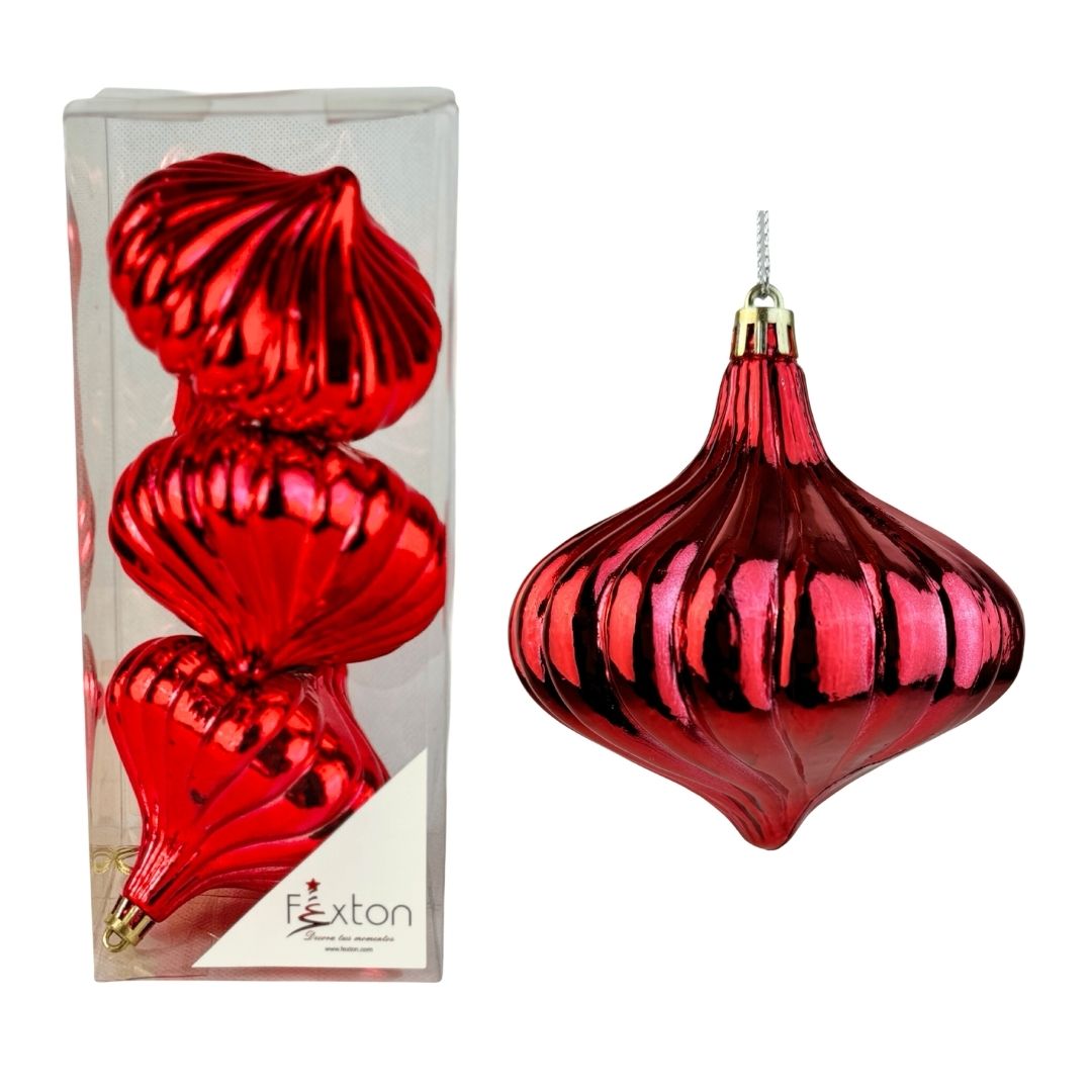 (Bhk01185R) Esfera Deco 10Cm C/3 Rojo