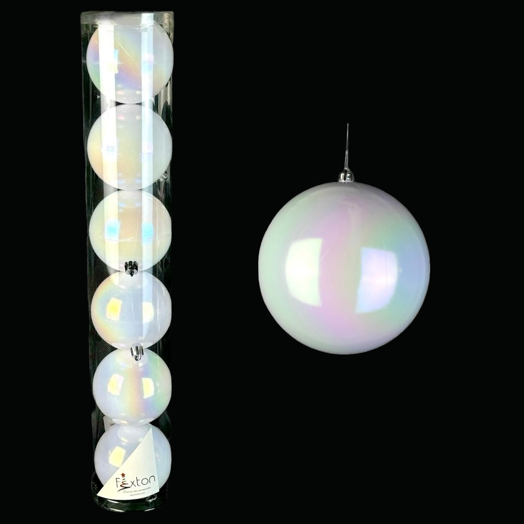(Bhk01164Wi) Tubo Esfera 8Cm C/6 Pz Blanco/Iris
