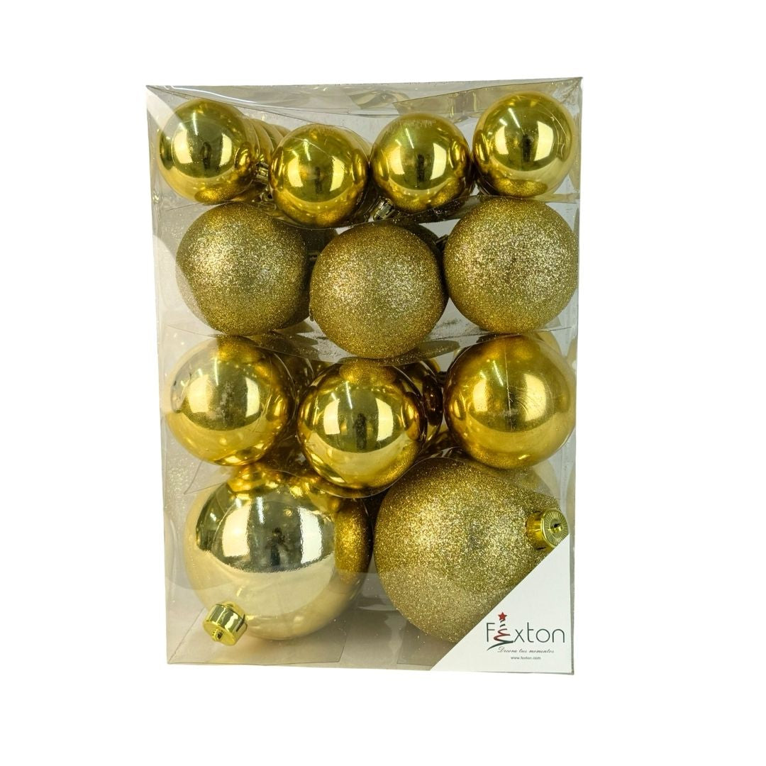 (Bhk01114G) Caja Esferas 38Pz Mix Oro