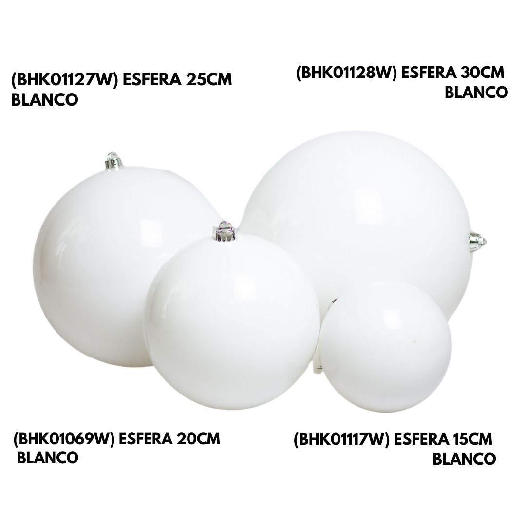 Esferas Navideñas Blancas, Medidas 20/25
