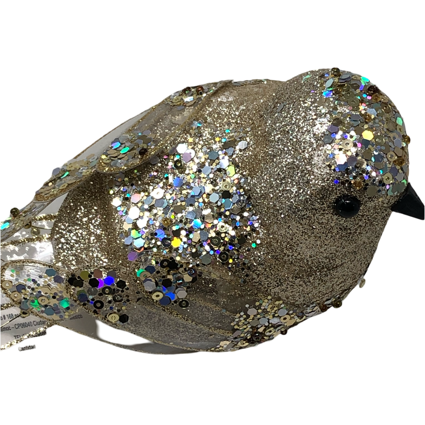 (CCY0228CH) Pajaro glitter clip de 21x10x8.5 cm champaña