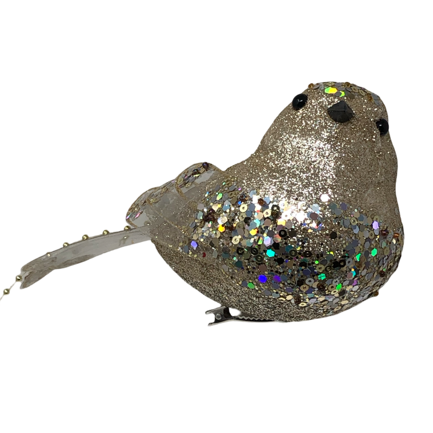 (CCY0228CH) Pajaro glitter clip de 21x10x8.5 cm champaña