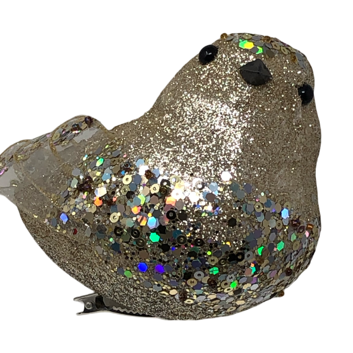 (CCY0228CH) Pajaro glitter clip de 21x10x8.5 cm champaña