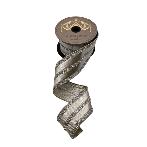 Liston Metalico C/Cristales 6.5 Cm 5 Yds Champange