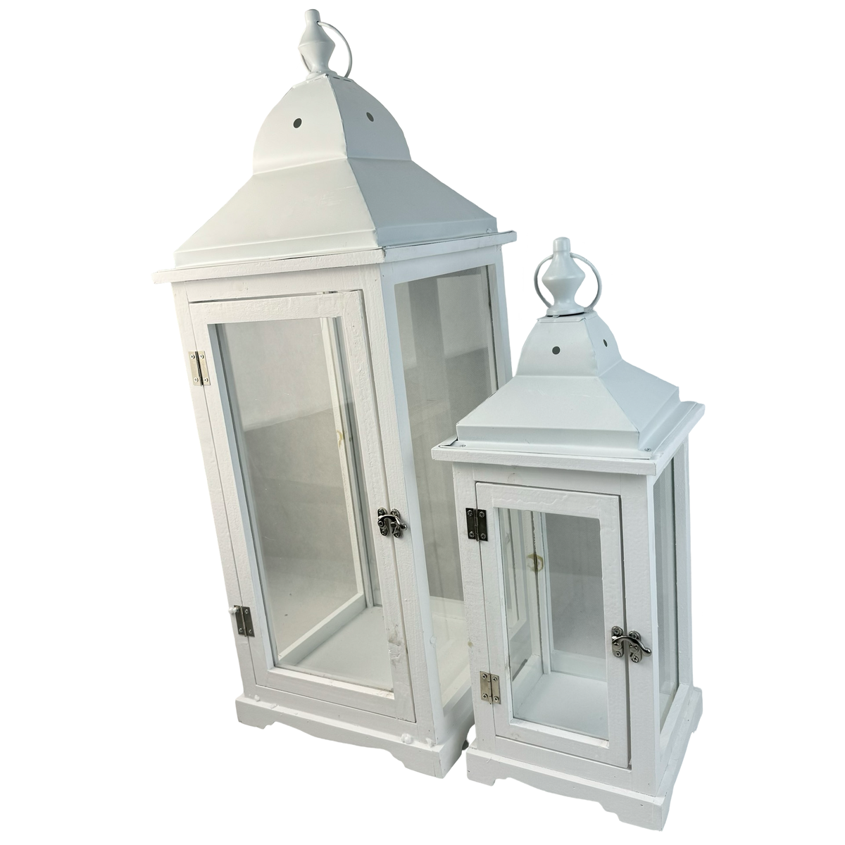 (LKC001W) Set Faroles Metalicos C/2 pz Blanco