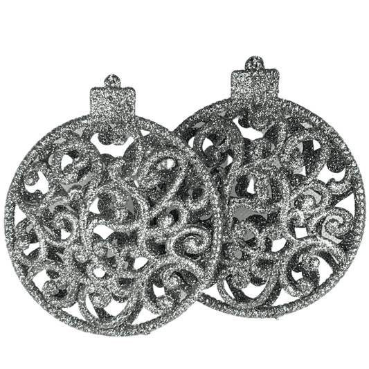 (MLI0389S) Esfera Navideña C/2 11X10X2.5CM Plata