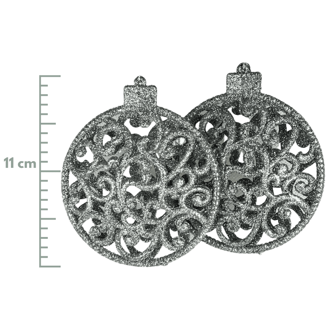 (MLI0389S) Esfera navideña 2 pz 11 x 10 x 2.5 cm plata