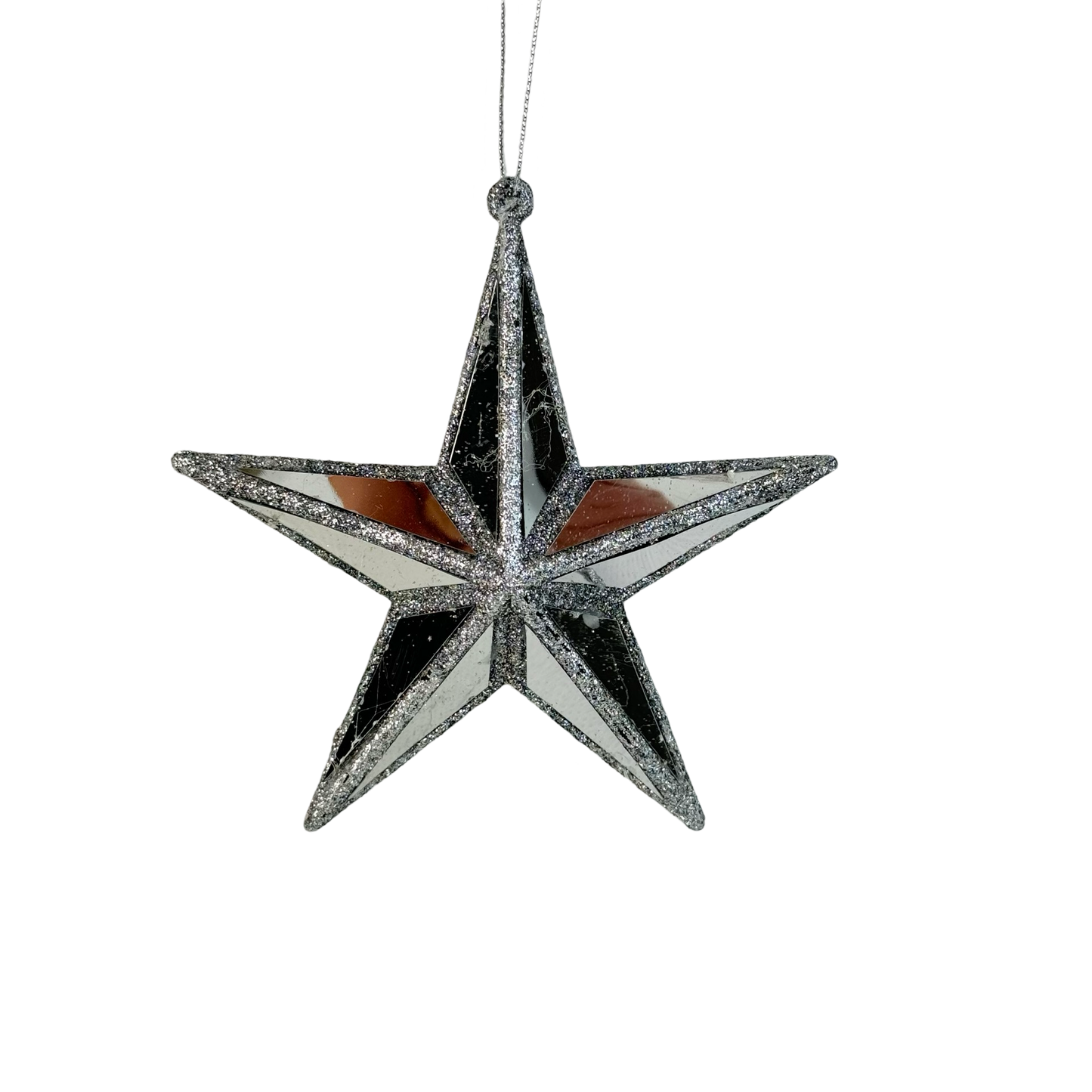 (MLI0469S) Estrella plata escarchada 14 cm