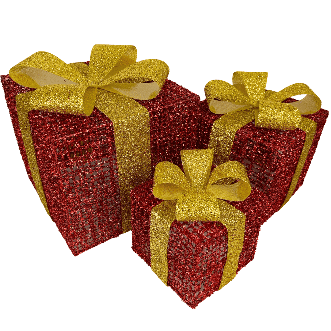 (MTA0004RG) Set 3 caja de regalo 15X20X25 oro/rojo