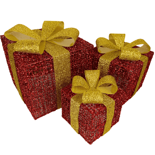 (MTA0004RG) Set 3 caja de regalo 15X20X25 oro/rojo