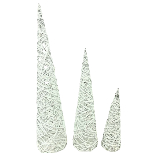 (MZY0042S) Set 3 Arboles 40-60-80CM Plata