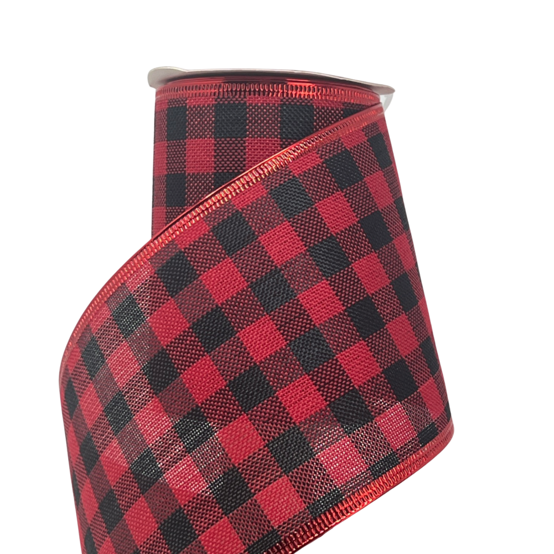  (Mcl0213Rd) Liston Navideño Cuadros 10.2Cm Rojo / Negro