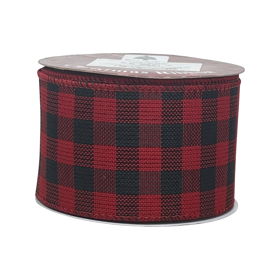  (Mcl0261Ng) Liston Navideño Cuadros 6.5Cm 9m rojo con negro 