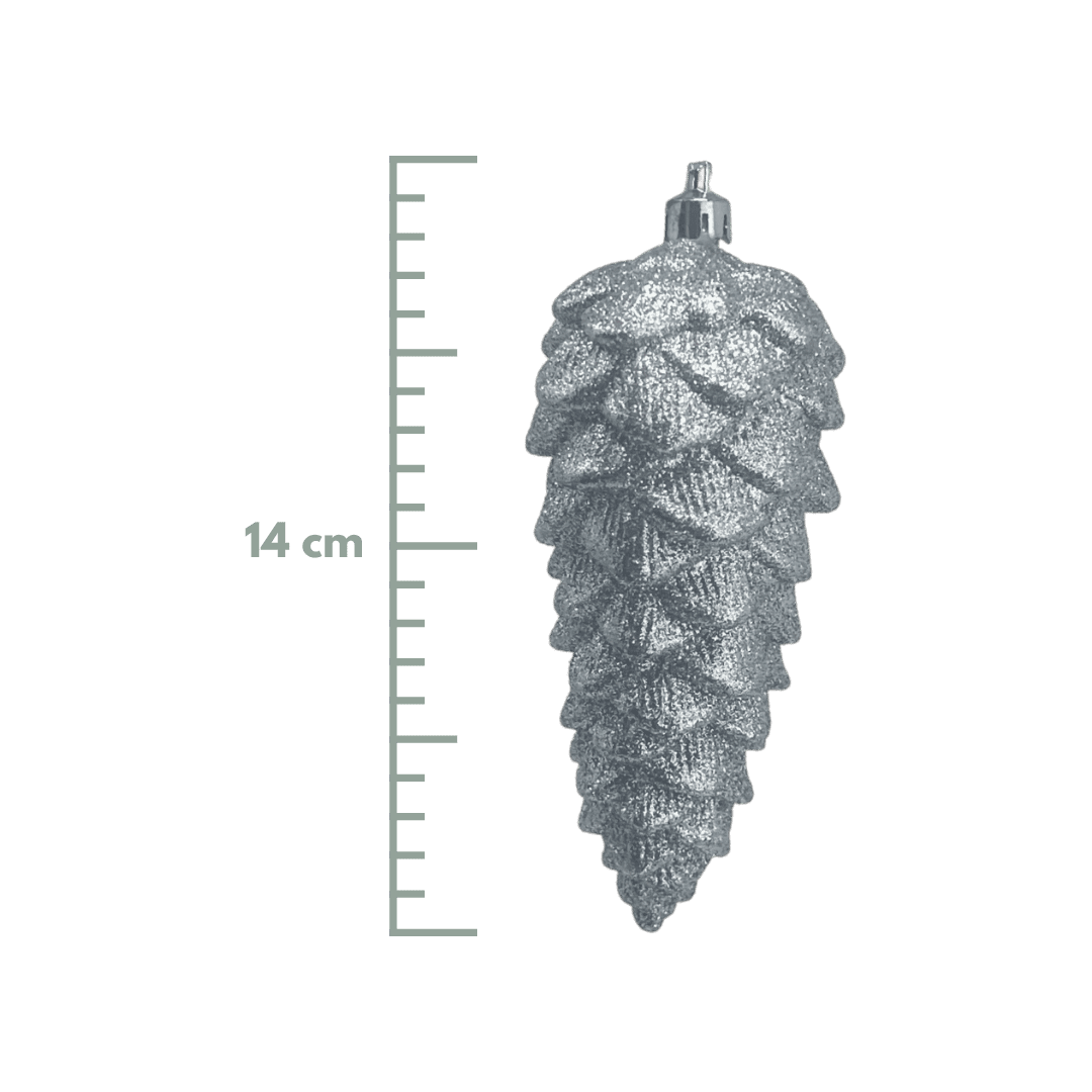 (Mli0317S) Piña escarchada 14 cm x 6 cm plata