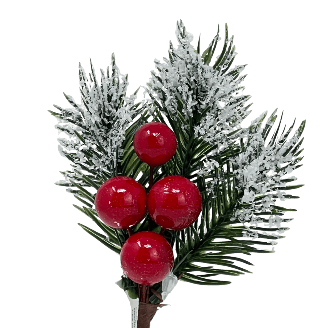 (Pik0834Rj) Pick navideño Con Berries 15Cm Rojo