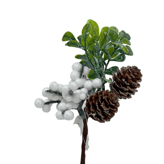 (Pik0910Bl) Pick navideño Con Berries 16Cm Blanco
