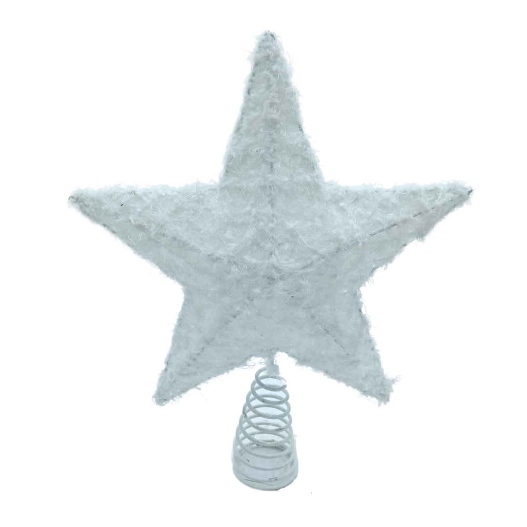 (PUA0012BL) Estrella para arbol peluche 20 cm X 25 cm blanco