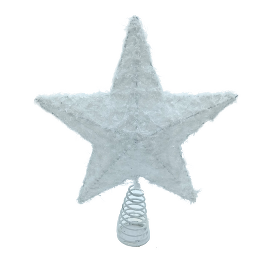 (PUA0012BL) Estrella para arbol peluche 20 cm X 25 cm blanco