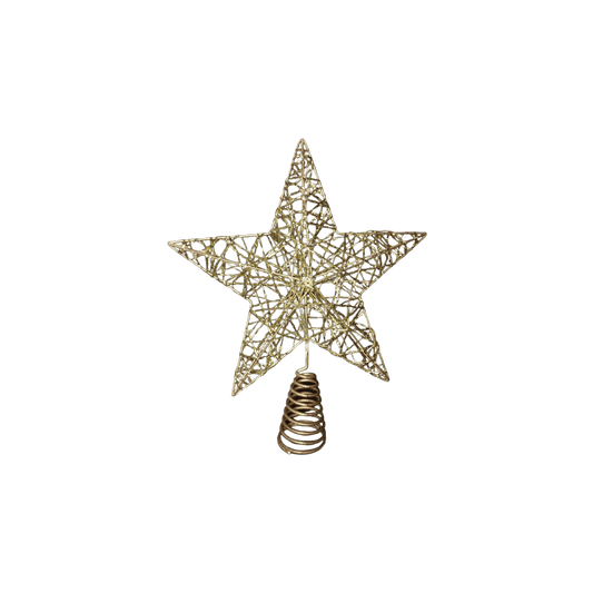 Punta estrella oro con luz 25 cm x 30 cm