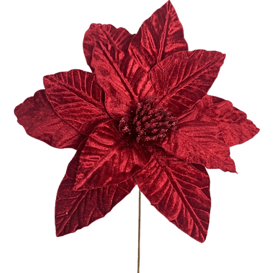 (QBD00166R) Nochebuena terciopelo rojo 25 cm