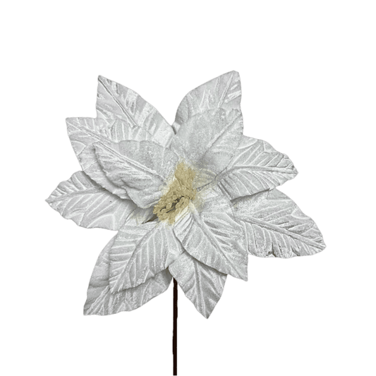 (QBD00166W) Nochebuena terciopelo blanco 25 cm