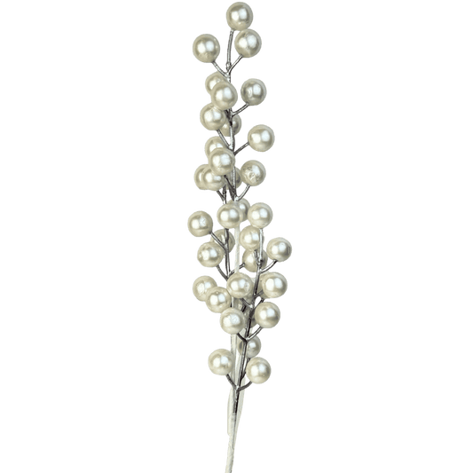 (QBD0085W) Follaje perlas 45 cm blanco