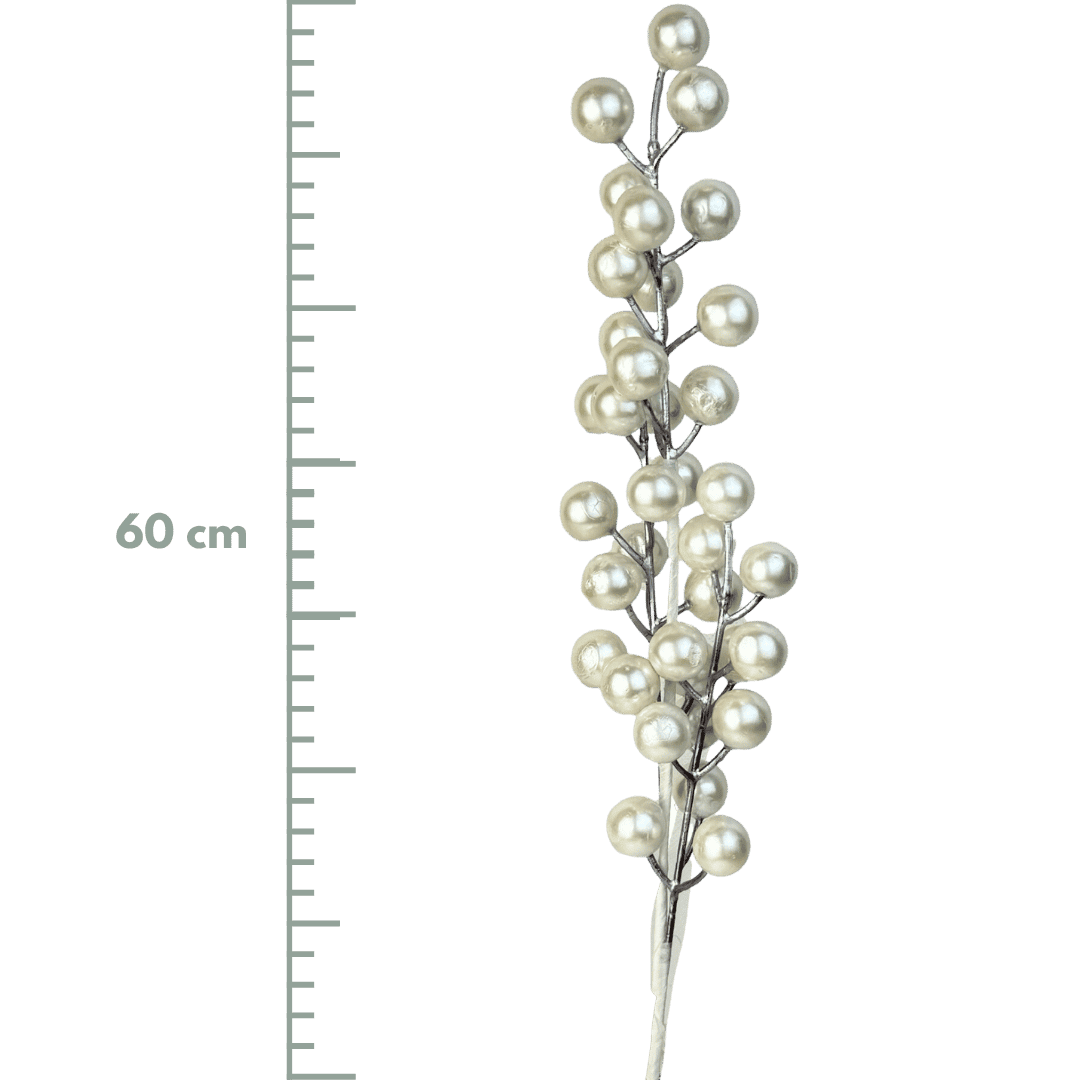 (QBD0085W) Follaje perlas 45 cm blanco