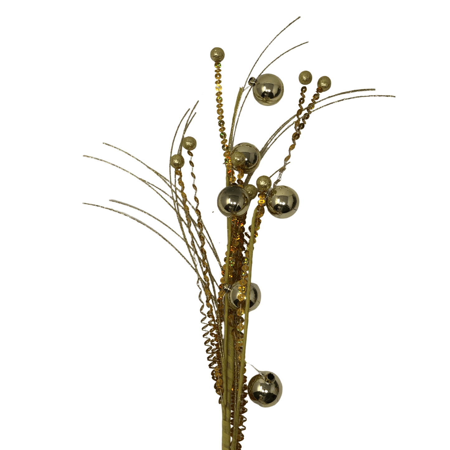 (Qbd00076g) Follaje metalico con esferas 50 cm dorado