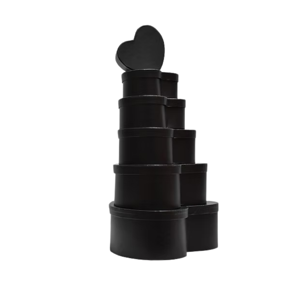 (ma-066) Corazon de Carton Rigido Negro (varias medidas)