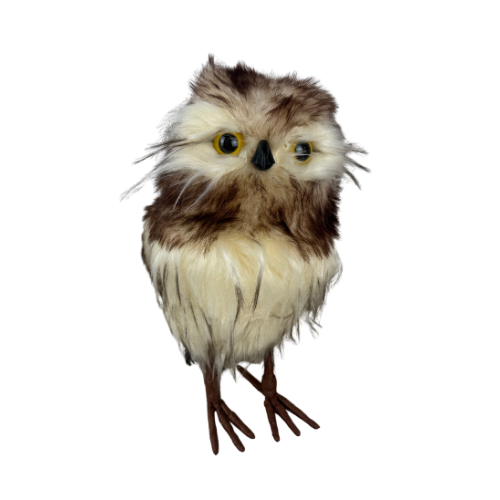 (SKD060) Buho Plumas 18X14X30 Cm Cafe