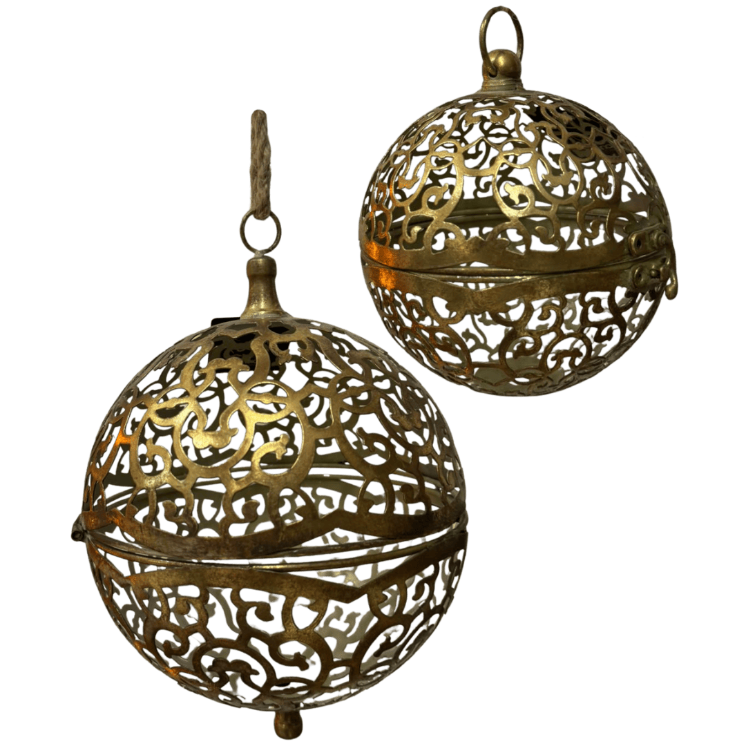 (T248466T2-H2) Set c/2 esferas craqueladas oro (15 y 20 cm)