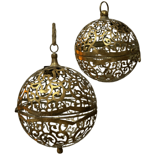 (T248466T2-H2) Set c/2 esferas craqueladas oro (15 y 20 cm)