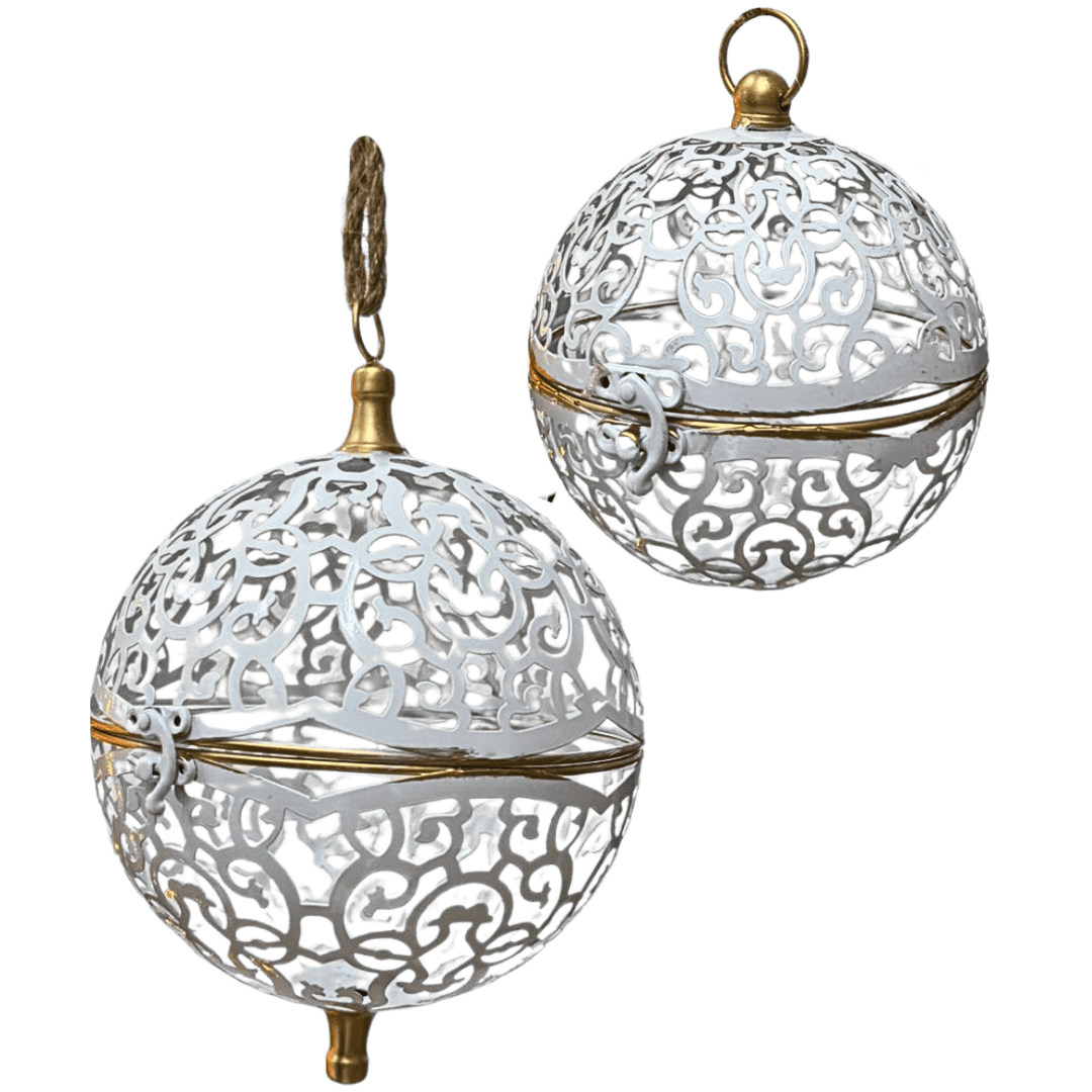 (T248466T2-H3) Set c/2 esferas craqueladas blanco (15 y 20 cm)