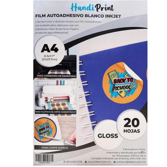 (4414-0051) Vinil Waterproof Blanco Brillante A4 C/20 Hojas.