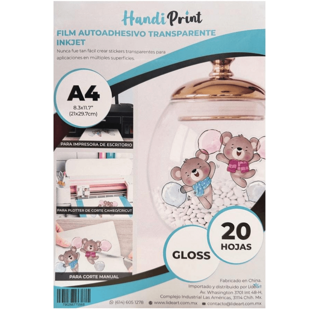 (4414-0052) Vinil Imprimible Transparente Gloss A4 C/20