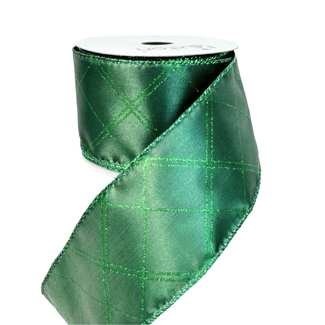 (TB01672) Liston navideño verde 6.5 cm x 9 m