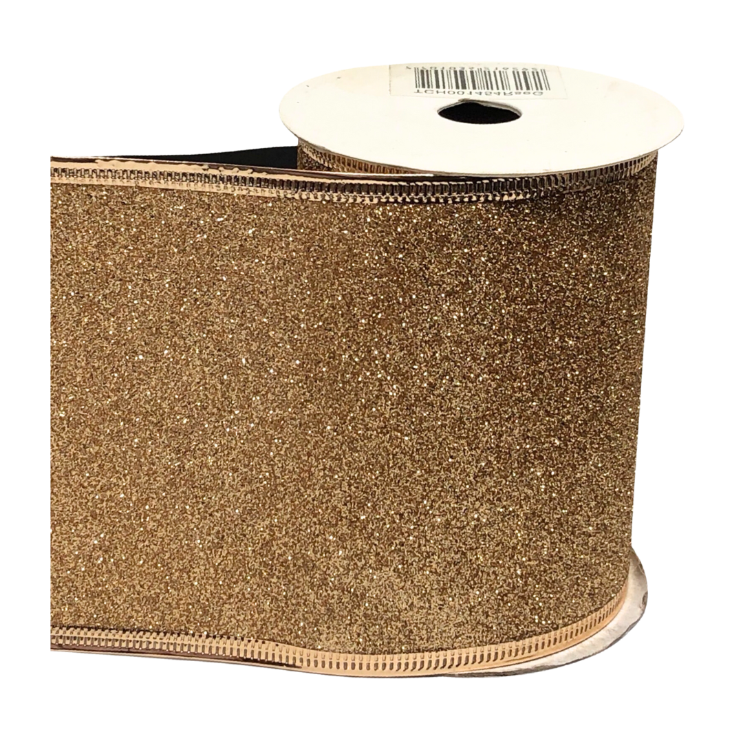 (TCH001454RseG) Liston Escarcha Dorado 10 cm X 9 mts.