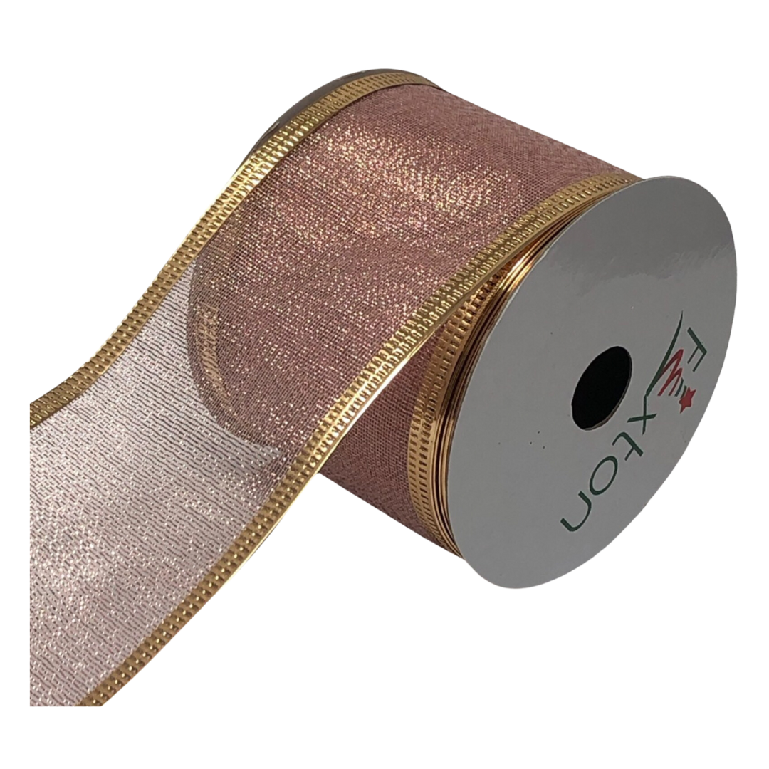 (TCH001492RseG) Liston Malla Rosa 6cm X9 mts