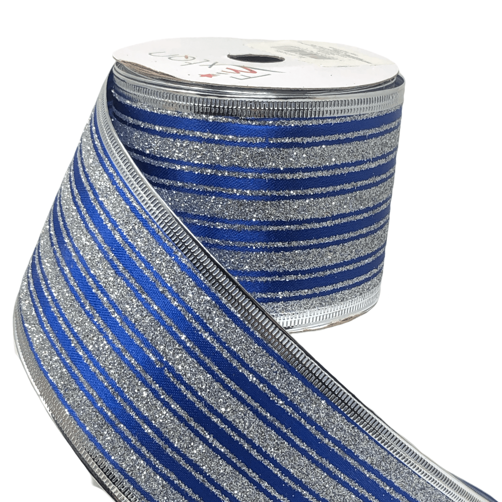 (TCH01752BS) Liston navideño rayas azul 6.5m x 9m