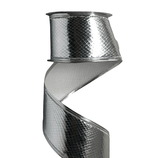 (TCH01762S) Liston navideño 6.5cm x 9 plata