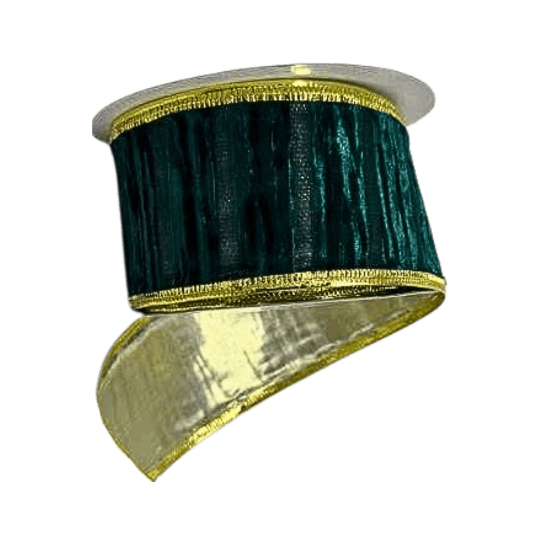 (TCH01764E) Liston textura terciopelo verde 6.5cm x 9m