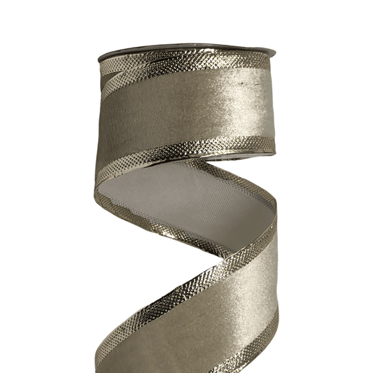 (TCH01765CH) Liston navideño terciopelo champagne 6.5cm x 9m