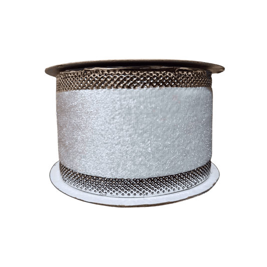 (TCH01765S) Liston navideño plata 6.5cm x 9m