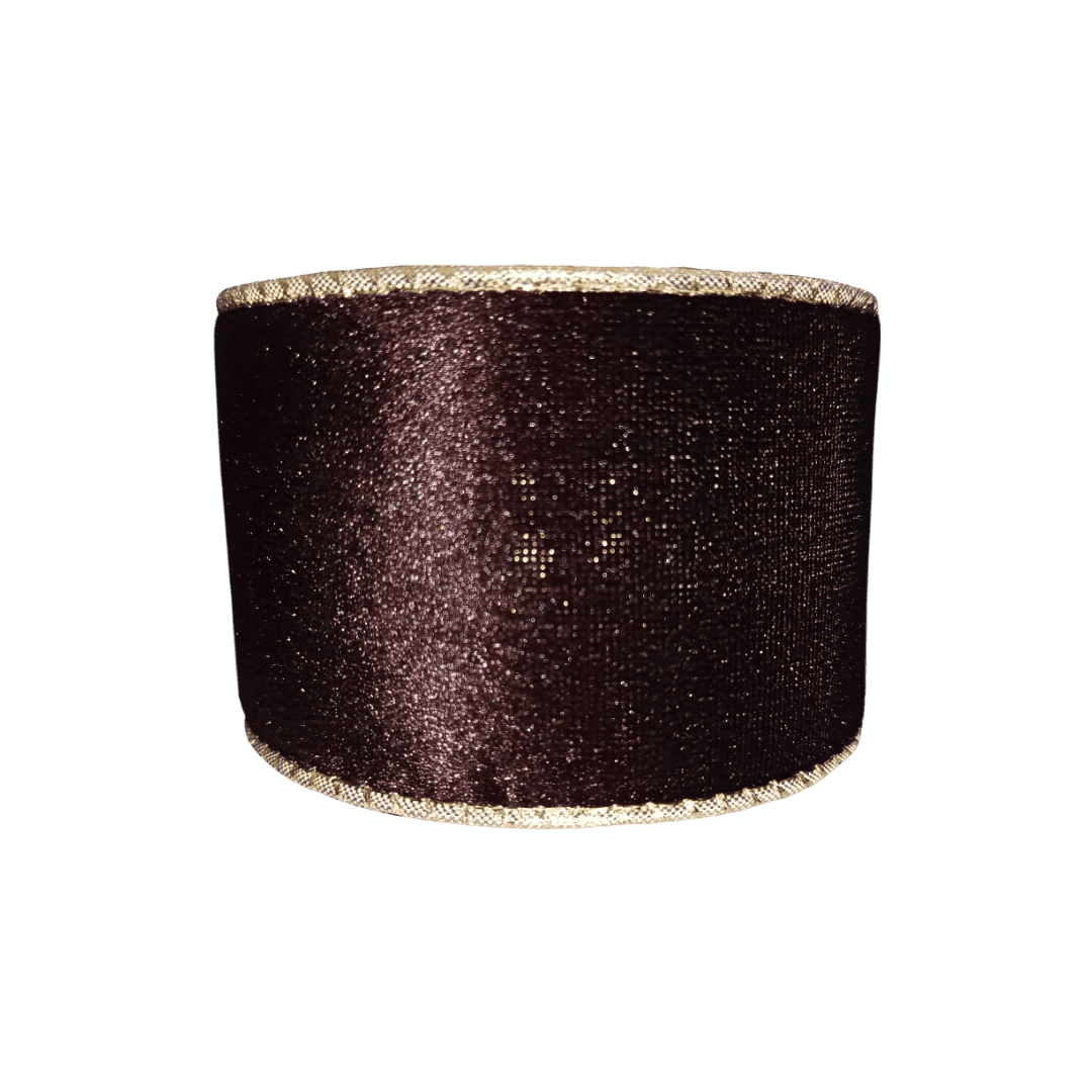 (TCH01836BRCH) Liston terciopelo marrón/champaña 6.5cm x 9m