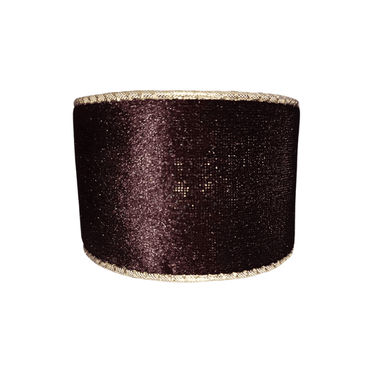 (TCH01836BRCH) Liston terciopelo marrón/champaña 6.5cm x 9m