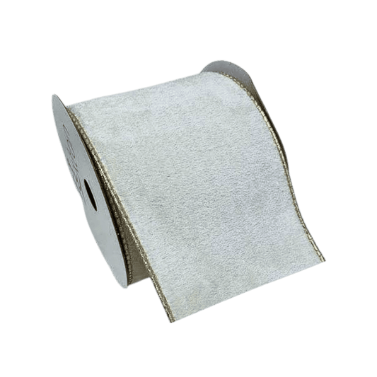 (TCH01836CRCH) Liston terciopelo crema/champaña 6.5cm x 9m 